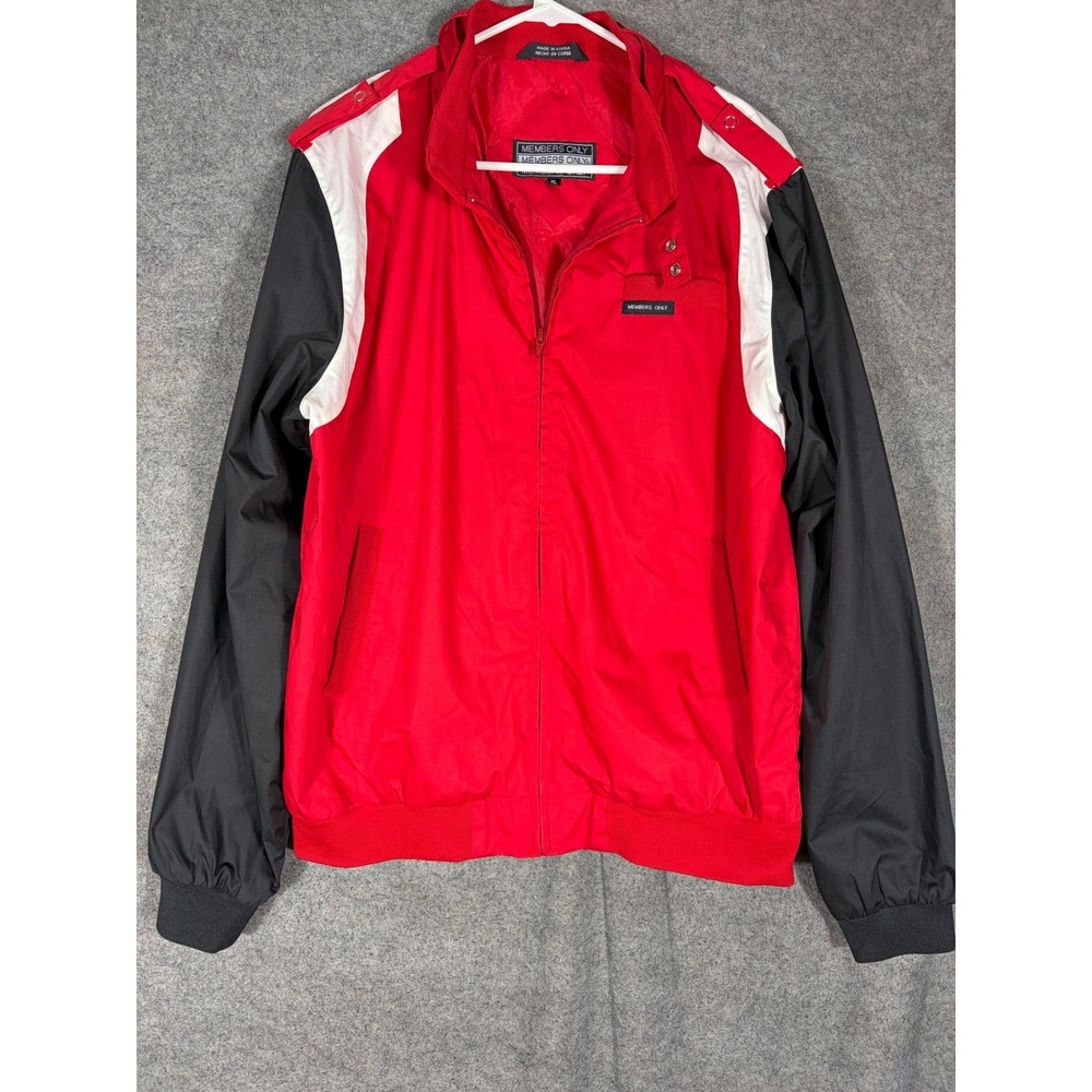 Members Only Mens Iconic Racer Jacket Red Black White Colorblock Windbreaker XL